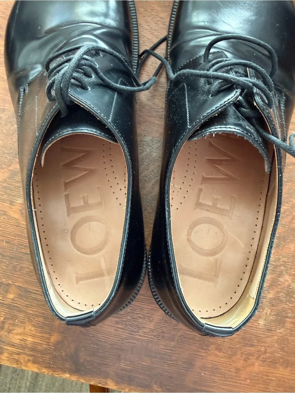Loewe Black Leather Derby Lace-Up Shoes